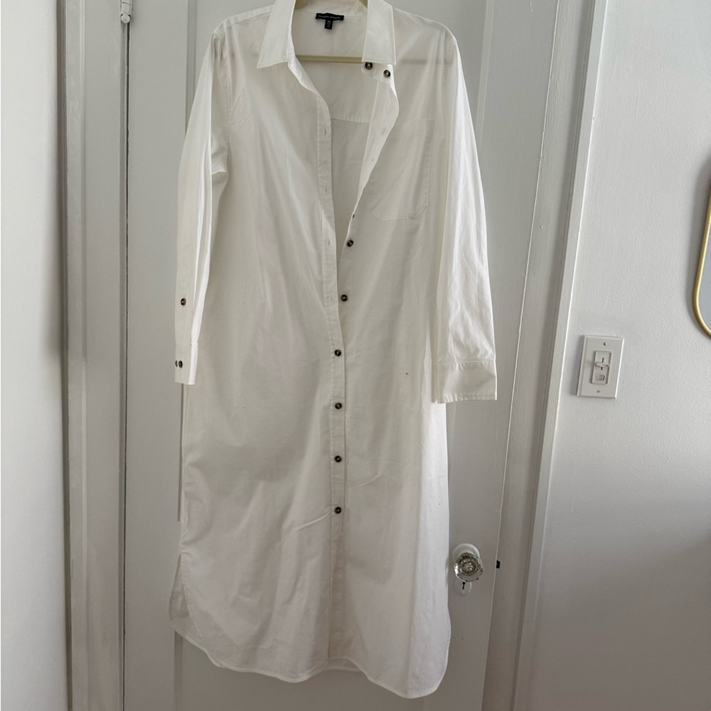 Universal Standard White Long Sleeve Linen Dress